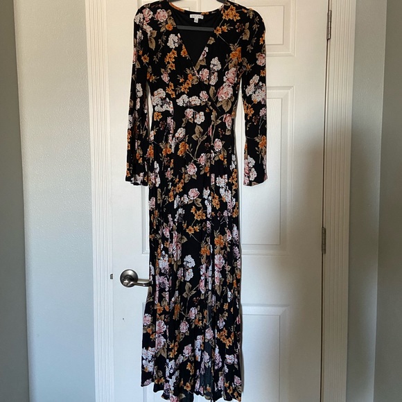Abound Dresses & Skirts - Black Long Sleeve Floral Maxi Dress